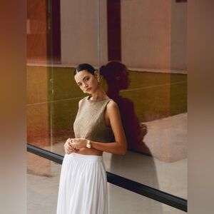 NWT Commense Cotton Blends Crop Tank Top In Dark Brown